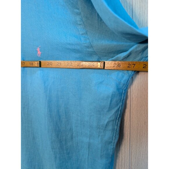 POLO RALPH LAUREN Mens Classic Fit Linen Short Sleeve Button Up Shirt Blue XLT - Picture 6 of 7